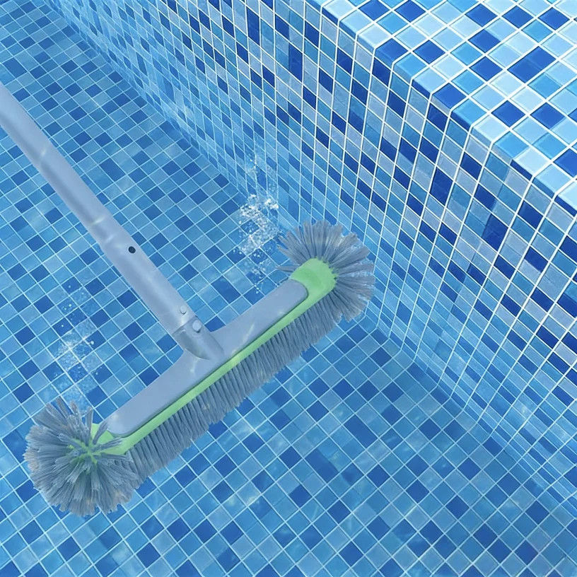 Pool Brush Head 7 Rows Nylon Bristles For Pool Wall Steps Corner Cleaning 17.5&Prime;