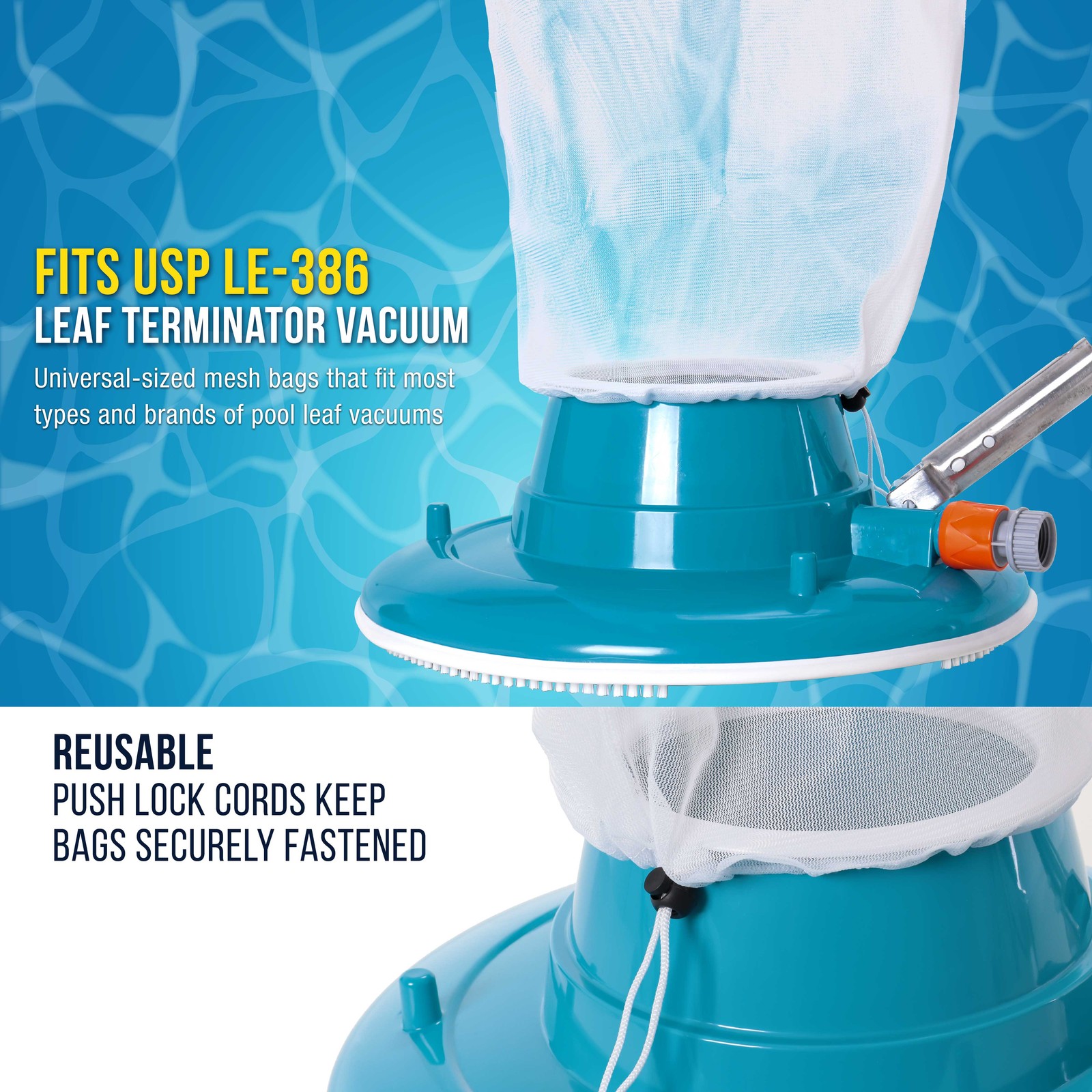 2 Fine Mesh Filter Bags for Leaf Vacuum Pool Cleaners Terminator Replacement Net