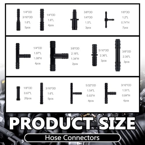 5Ft Vacuum Hose Automotive Set – 6 Sizes 3/8&Prime;, 5/16&Prime;,1/4&Prime;,3/16&Prime;,5/32&Prime;,1/8&Prime; 94PCS