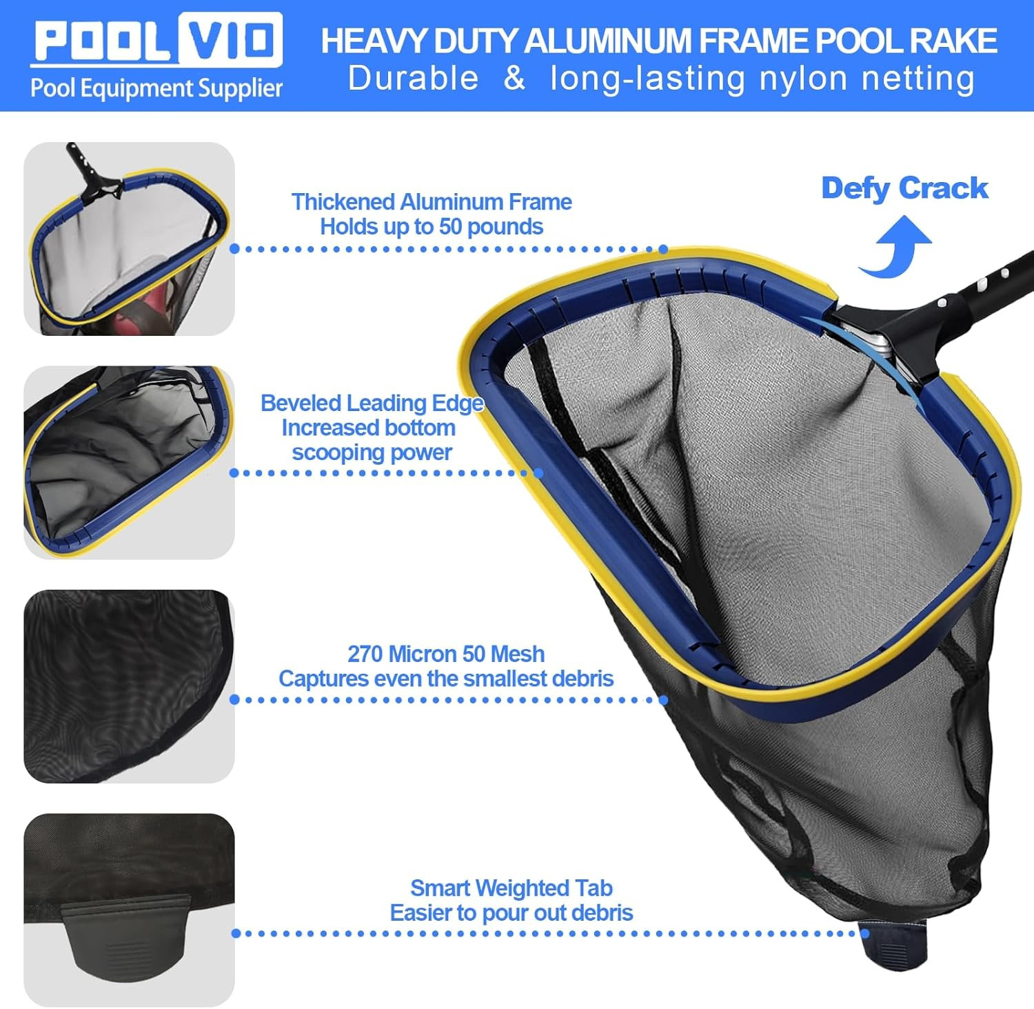Deluxe Swimming Pool Cleaning Kit Including Skimmer Net, 2-In-1 Pool Brush & Wei