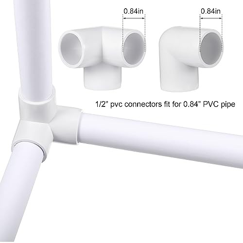 42 Pieces PVC Pipe Fittings Elbow Set Tent Connection Tee Heavy Duty 1/2 Inch