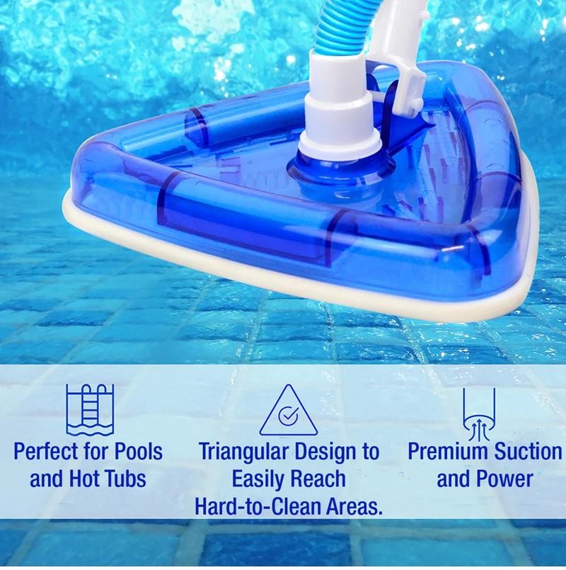 Weighted Clear Triangle Head Pool Vacuum Swivel Fitting 1-1/4&Prime; & 1-1/2&Prime; Hose Fit