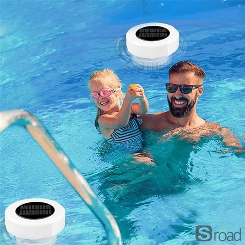 Solar Powered Pool Chlorine Floater With LED Lights Automatic Tablet Dispenser