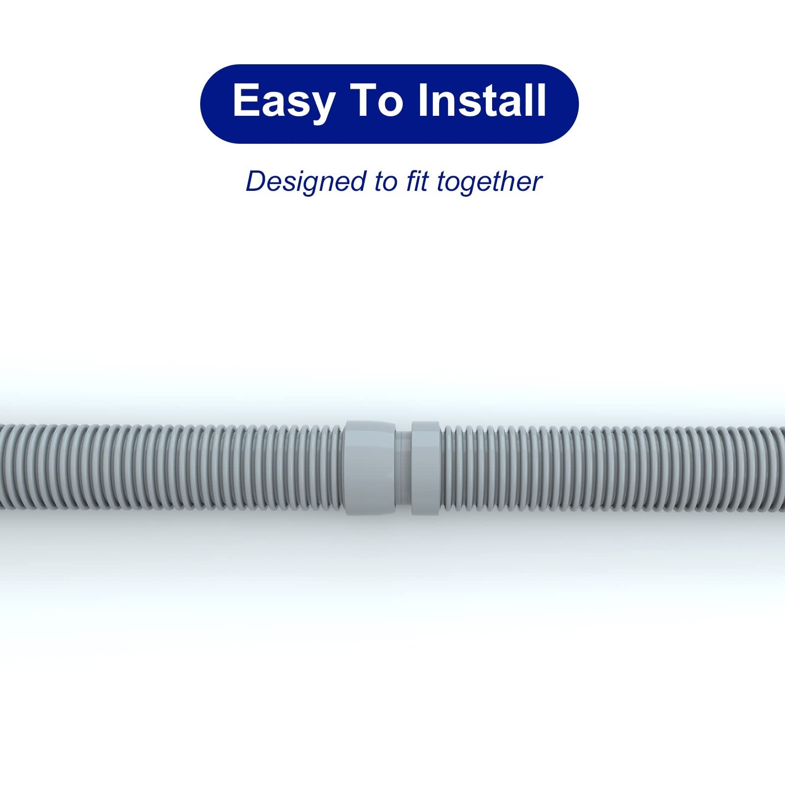 Professional Swimming Pool Vacuum Cleaner Hose – 1.5” 8-Piece Extension Kit, Com
