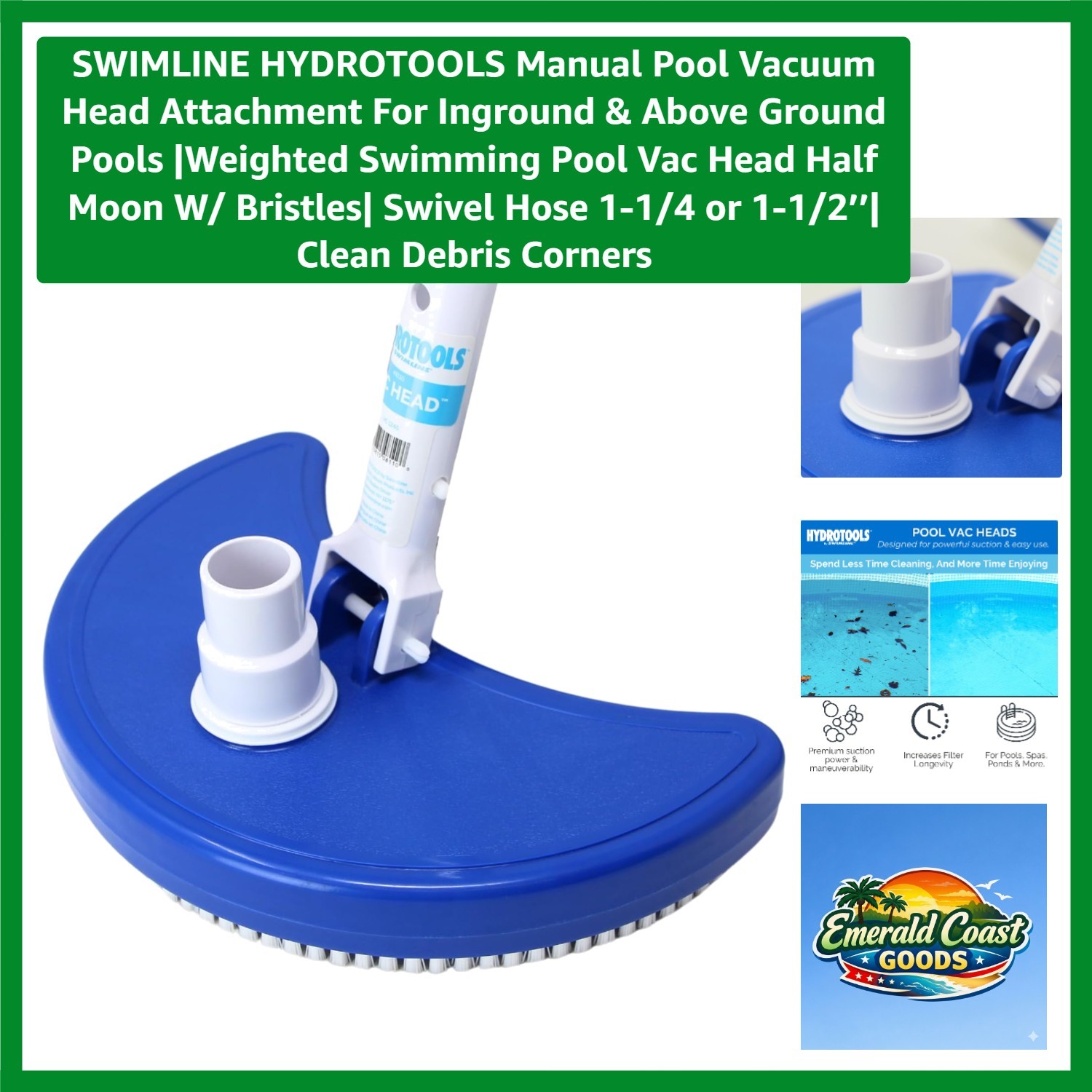 Hydrotools Heavy-Duty Half-Moon Vacuum Head for Inground & Above Ground Pools