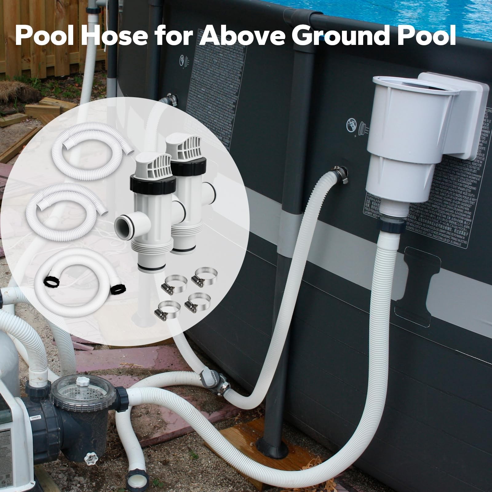 Pool Hoses for Intex Above Ground and Pump, 59 inches, Gray