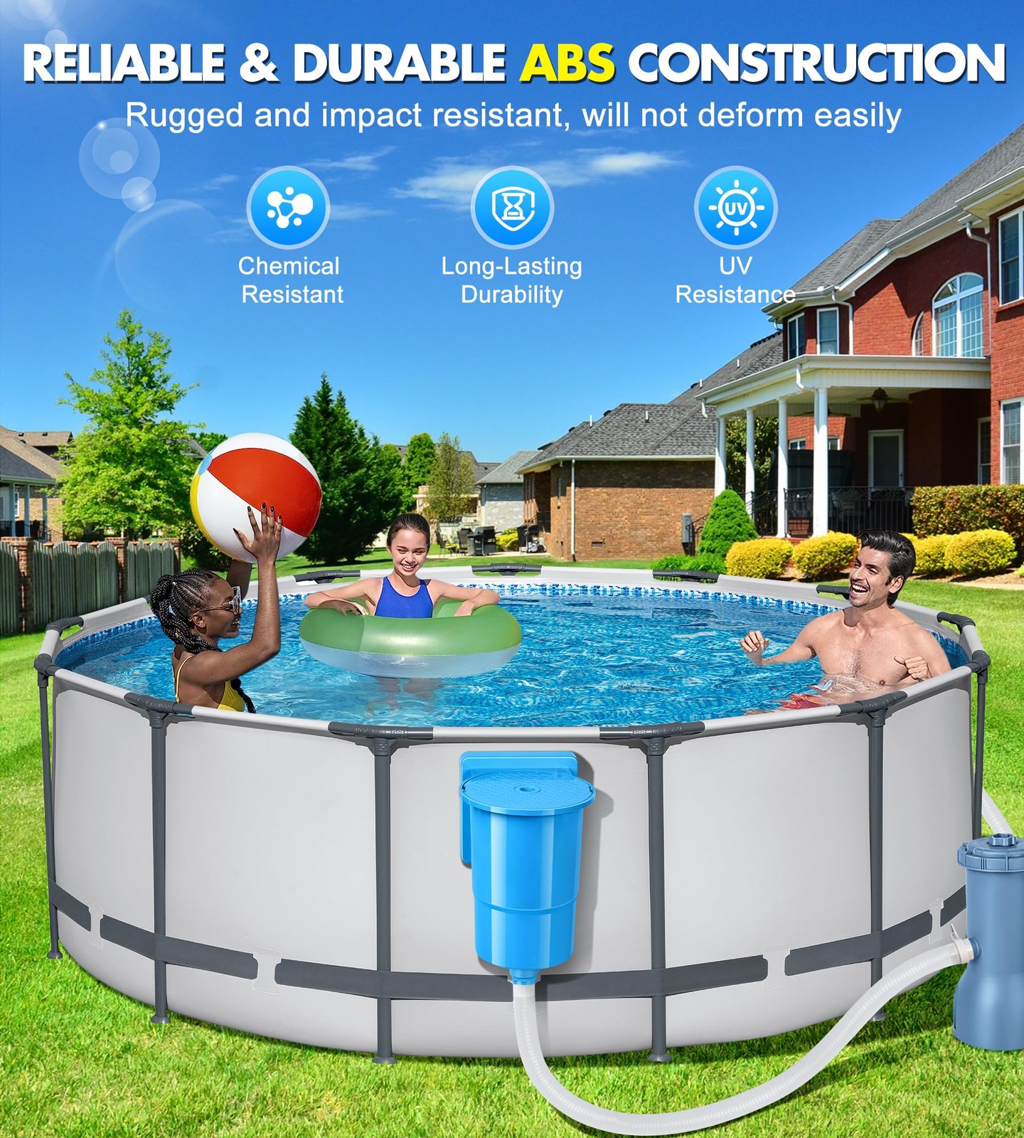 Standard Pool Wall Skimmer for Above Ground Pools, Heavy Duty ABS Through Wal…