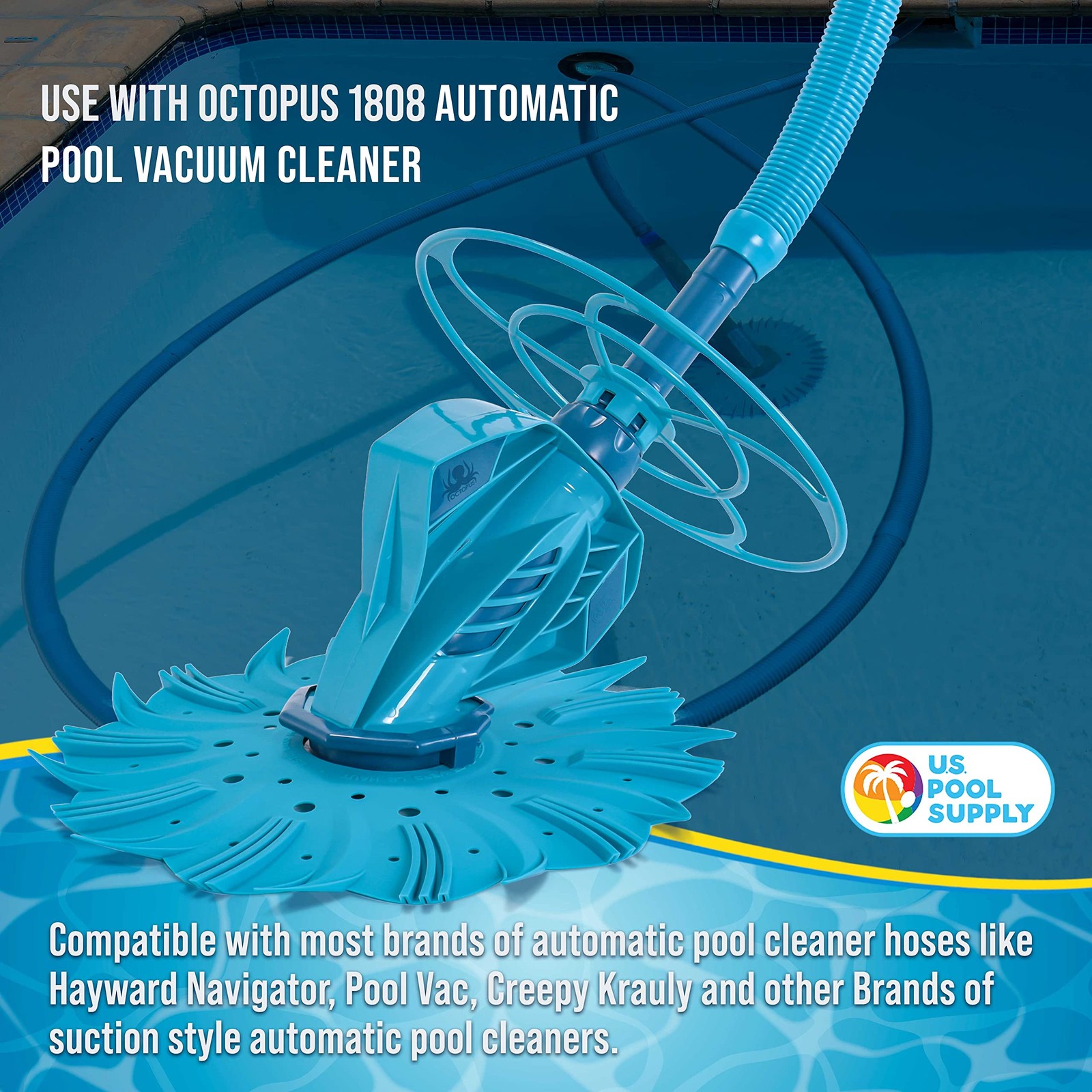 U.S. Pool Supply Vacuum Hose, 8 Piece Hose 1.5 Inch X 40 Inch, Teal