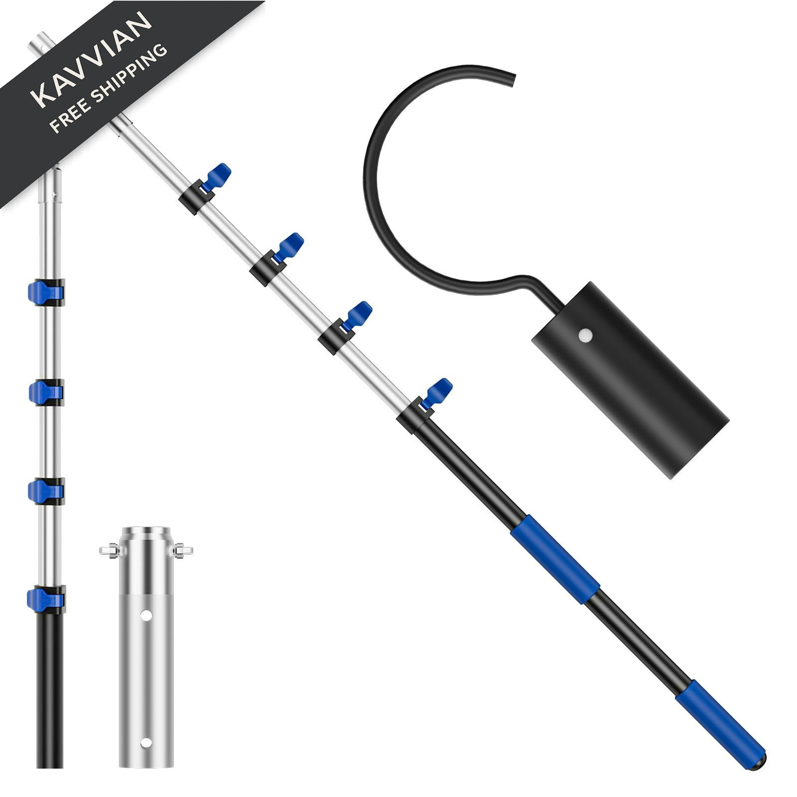 Pool Hook with Pole, 16FT Pole Hook, Black&Blue