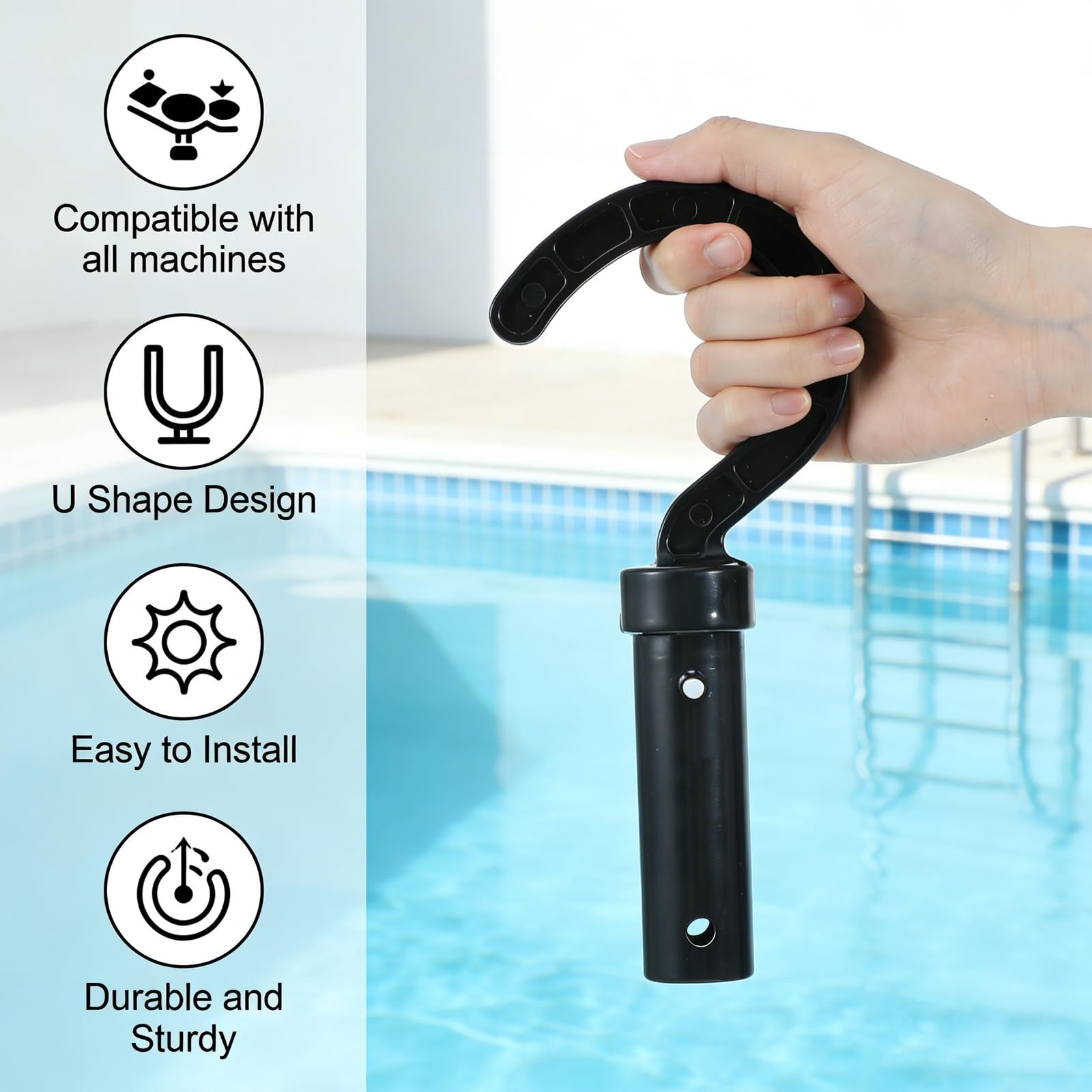 Grevosea Pool Robot Retrieval Hook for All Robotic Cleaners, Universal Black