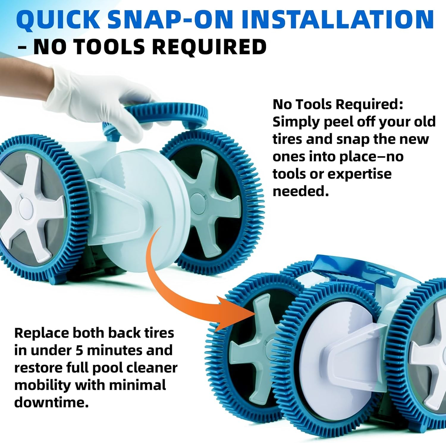 AR-PRO 2-Pack Back Tires Replacement for Pool Cleaner – 2 PACK-Rear