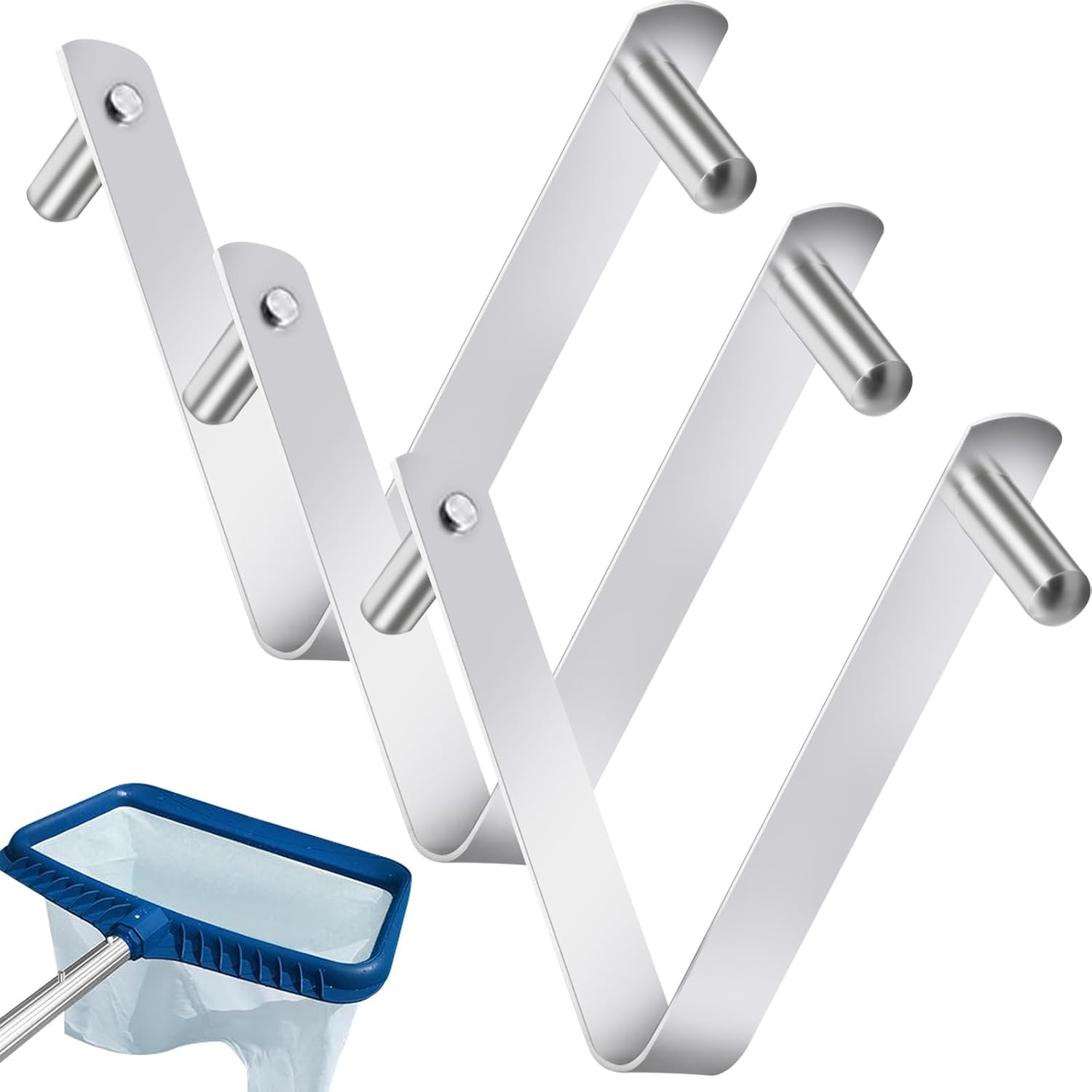 Pool Brush Clip V-Shaped Clip Double Pin Spring Button Brushes Skimmers 3 Pcs