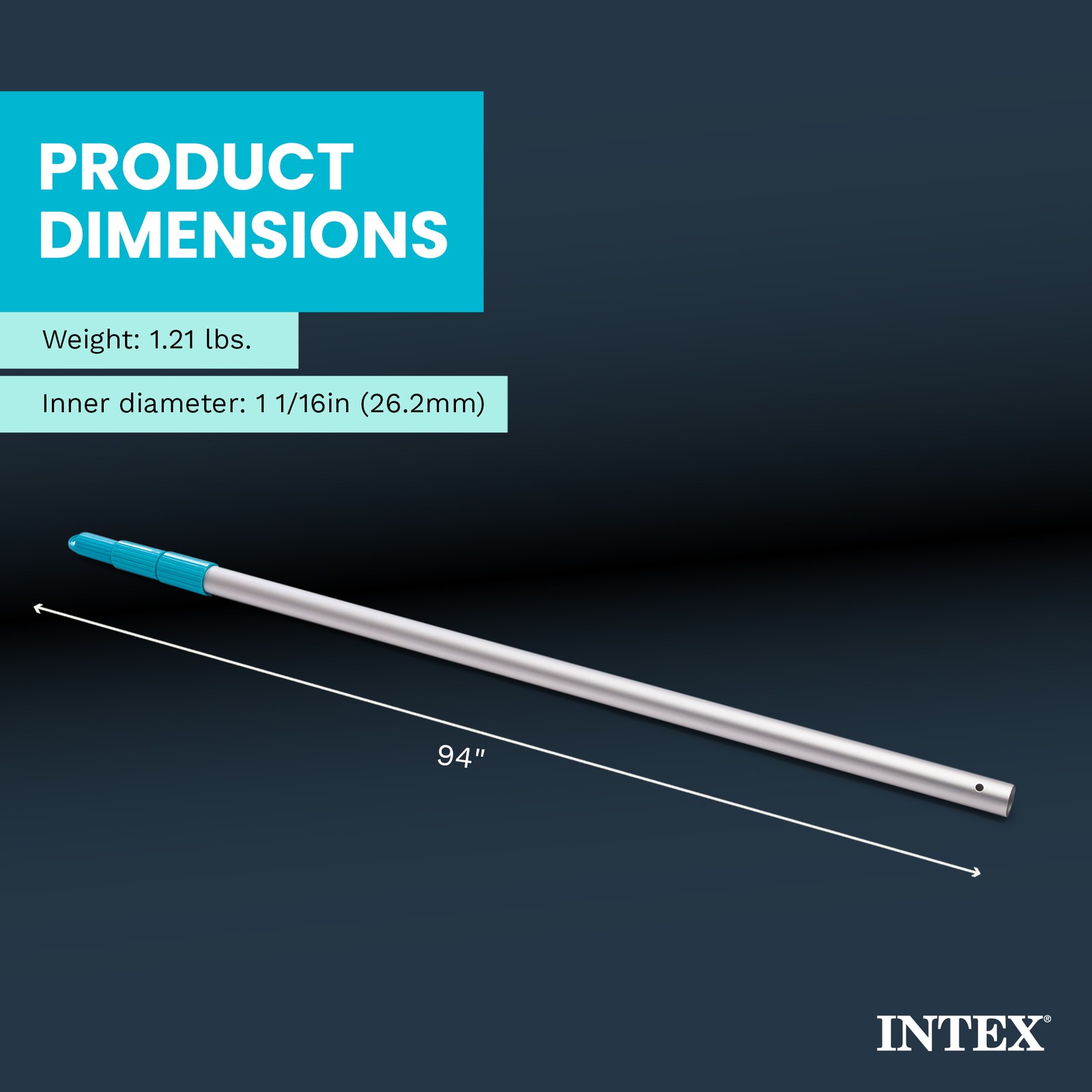 Intex 94&Prime; Telescoping Swimming Pool Cleaning Maintenance Pole Shaft (Open Box)