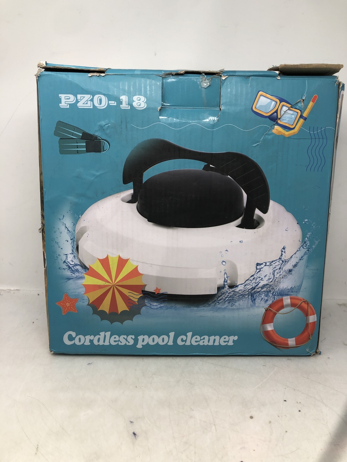 Cordless Pool Cleaner PZ0-18 Cordless Robotic Pool Cleaner vacuum,White/Black