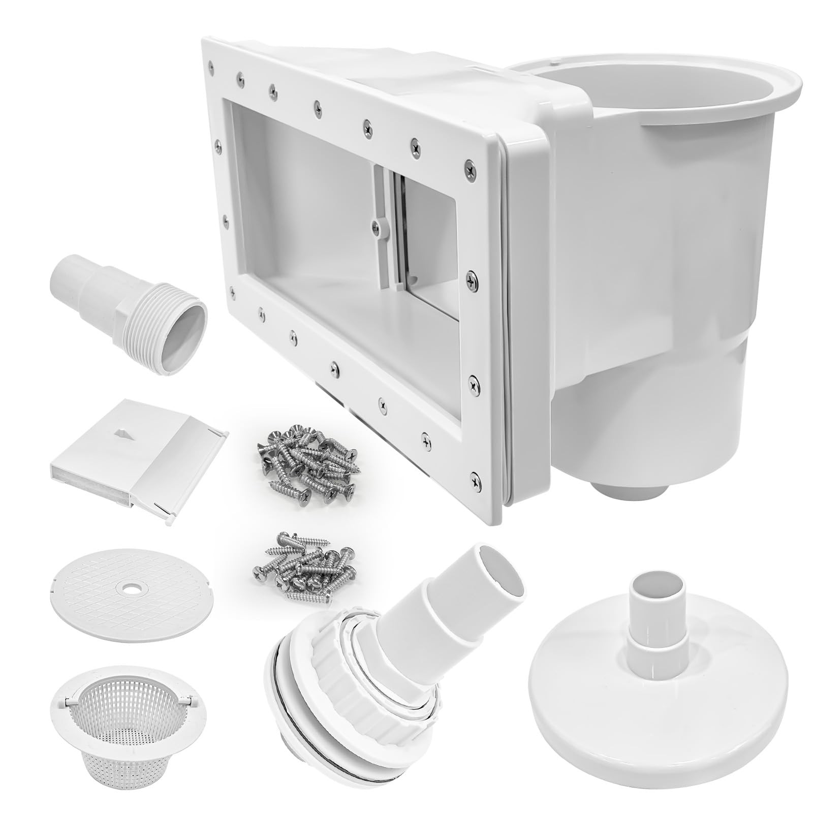 Fixidea Above Ground Pool Skimmer Kit- Wide Mouth Opening Thru-Wall Skimmer-