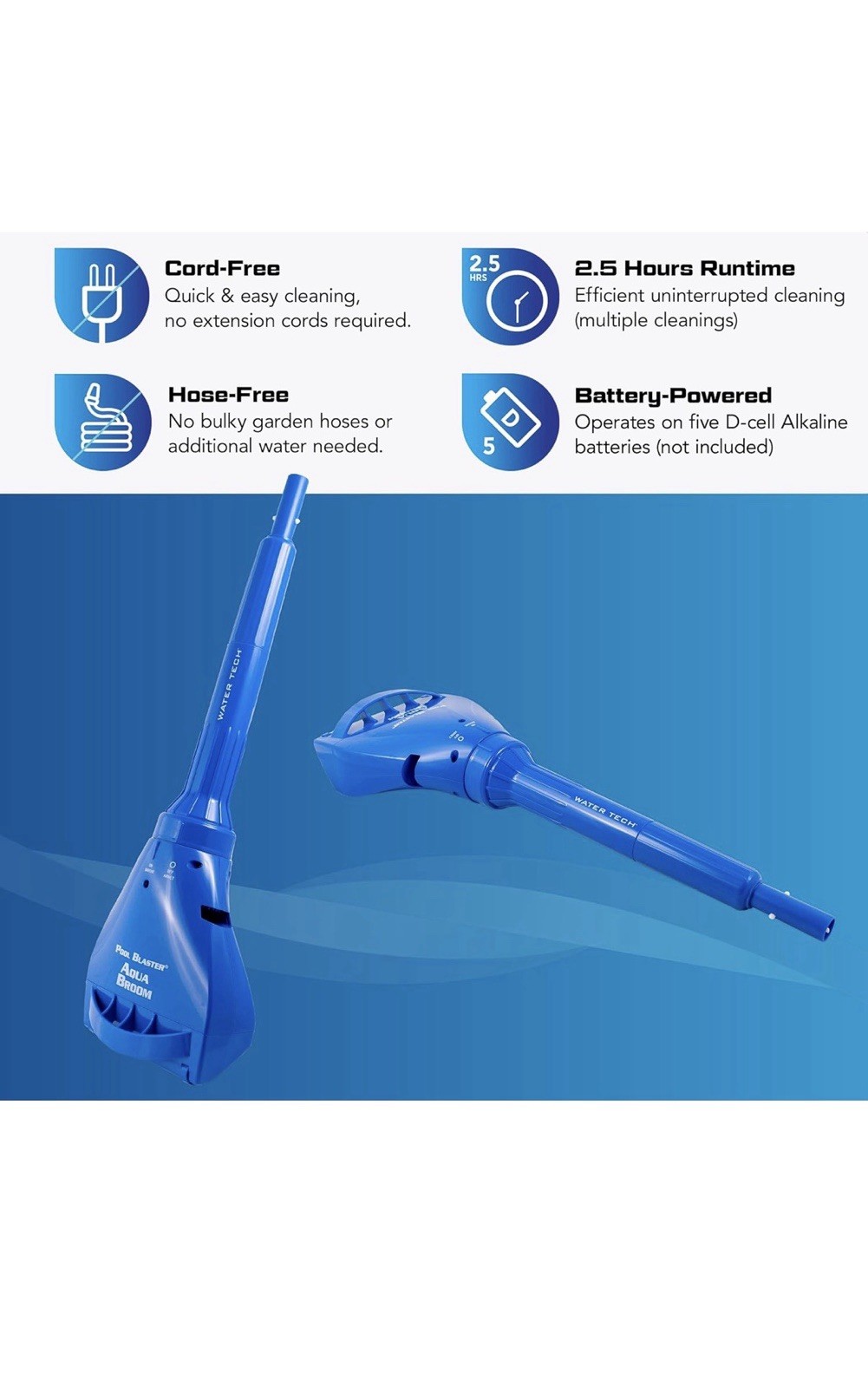 POOL BLASTER Aqua Broom XL Cordless Vacuum for Spa Small Pool & Tight Spaces EUC
