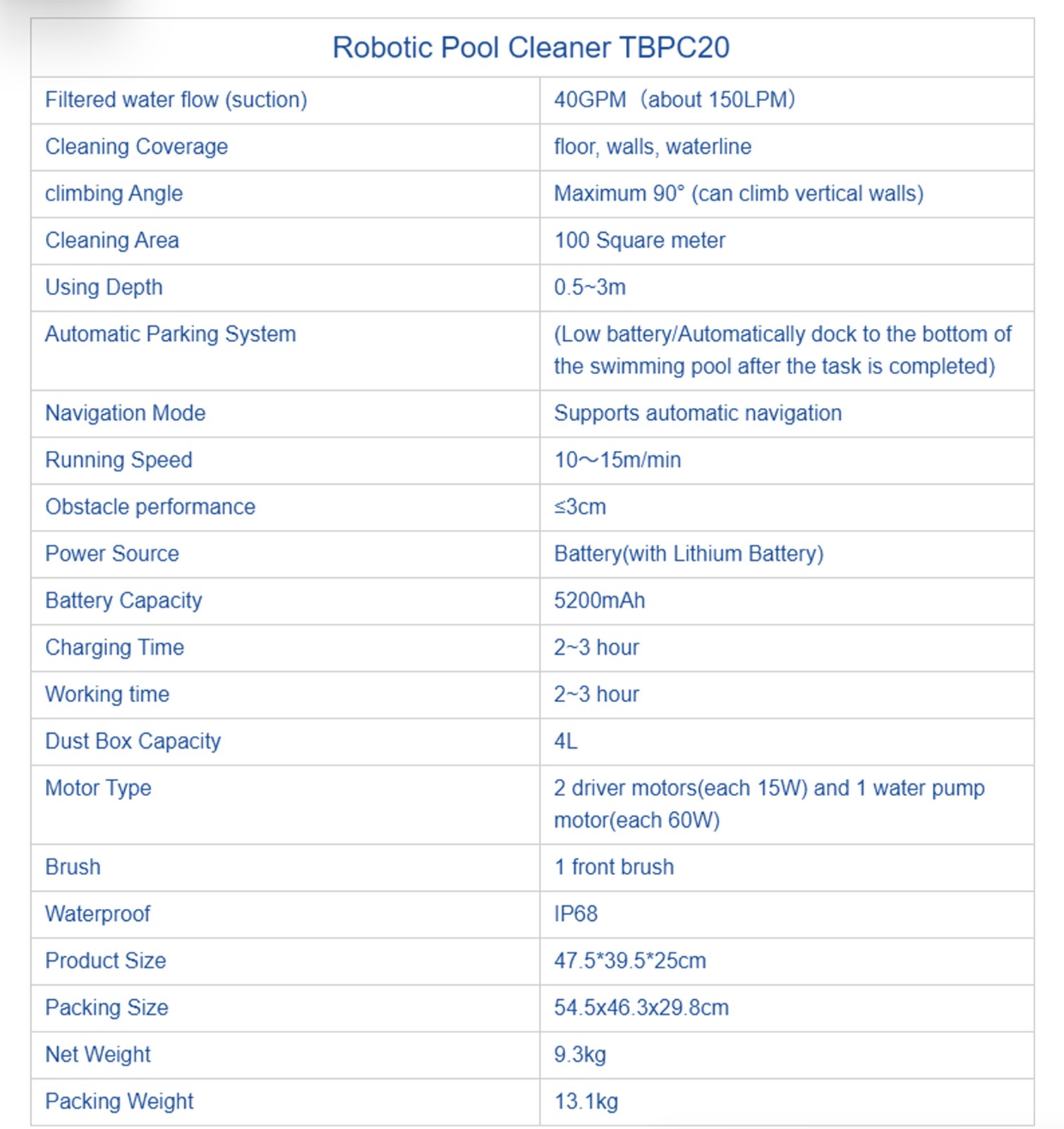 Cordless Robotic Pool Cleaner Wall Climbing Floor Waterline 120Min 4L Filter