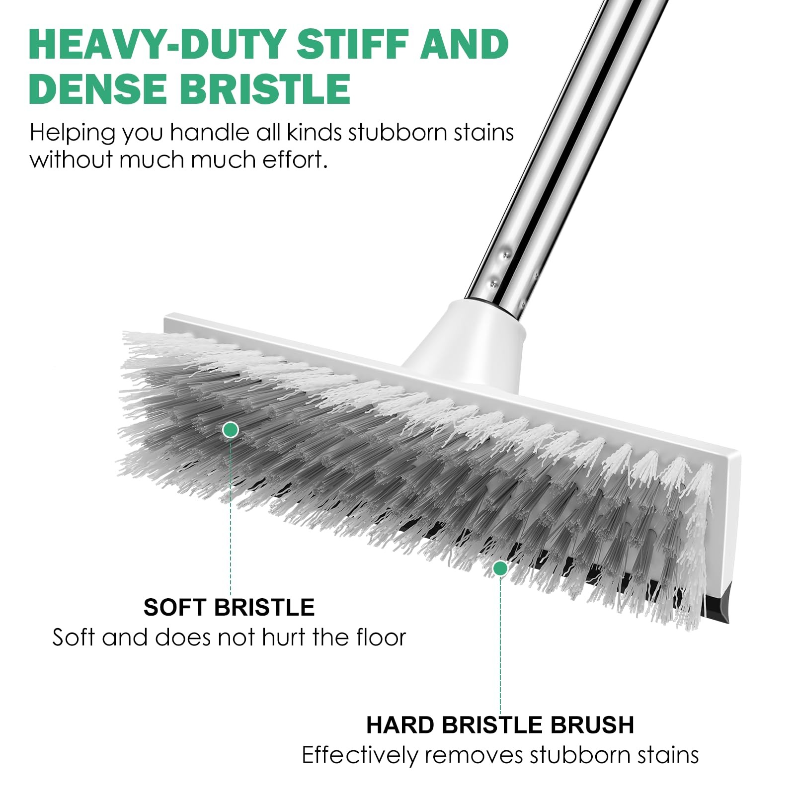 Adjustable Floor Scrub Brush with Stiff Bristles for Shower, Bathroom, Kitchen