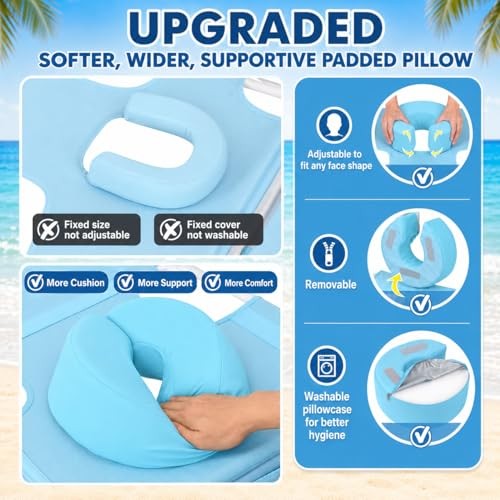 Wheel-To-Go Tanning Chair with Wheels Sun Light Blue Standard Size + Sun Canopy