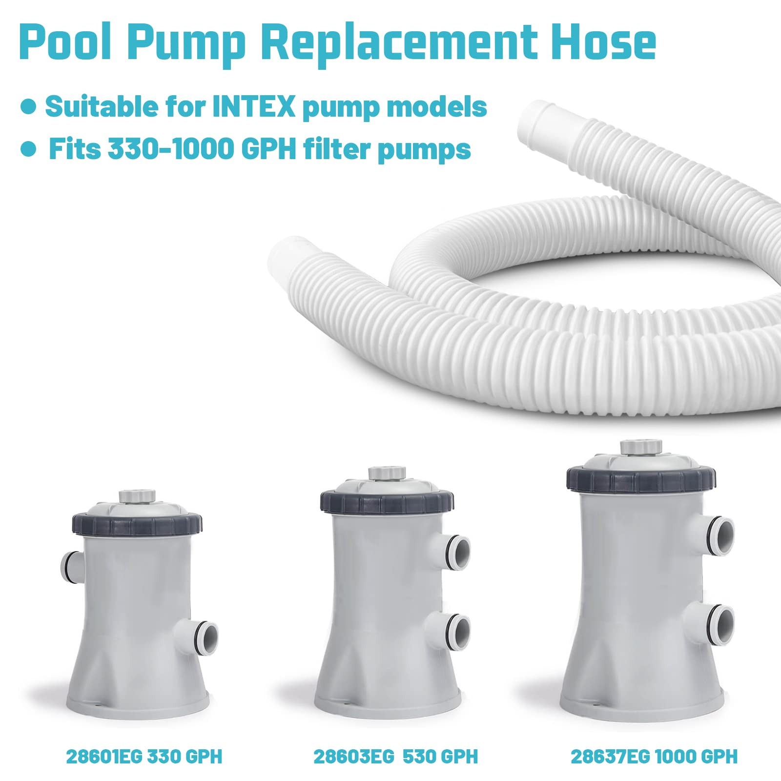 Alocs 1.25 Pool Hose Replacement For Intex Filter Pump – 59 Long Pool Hose For