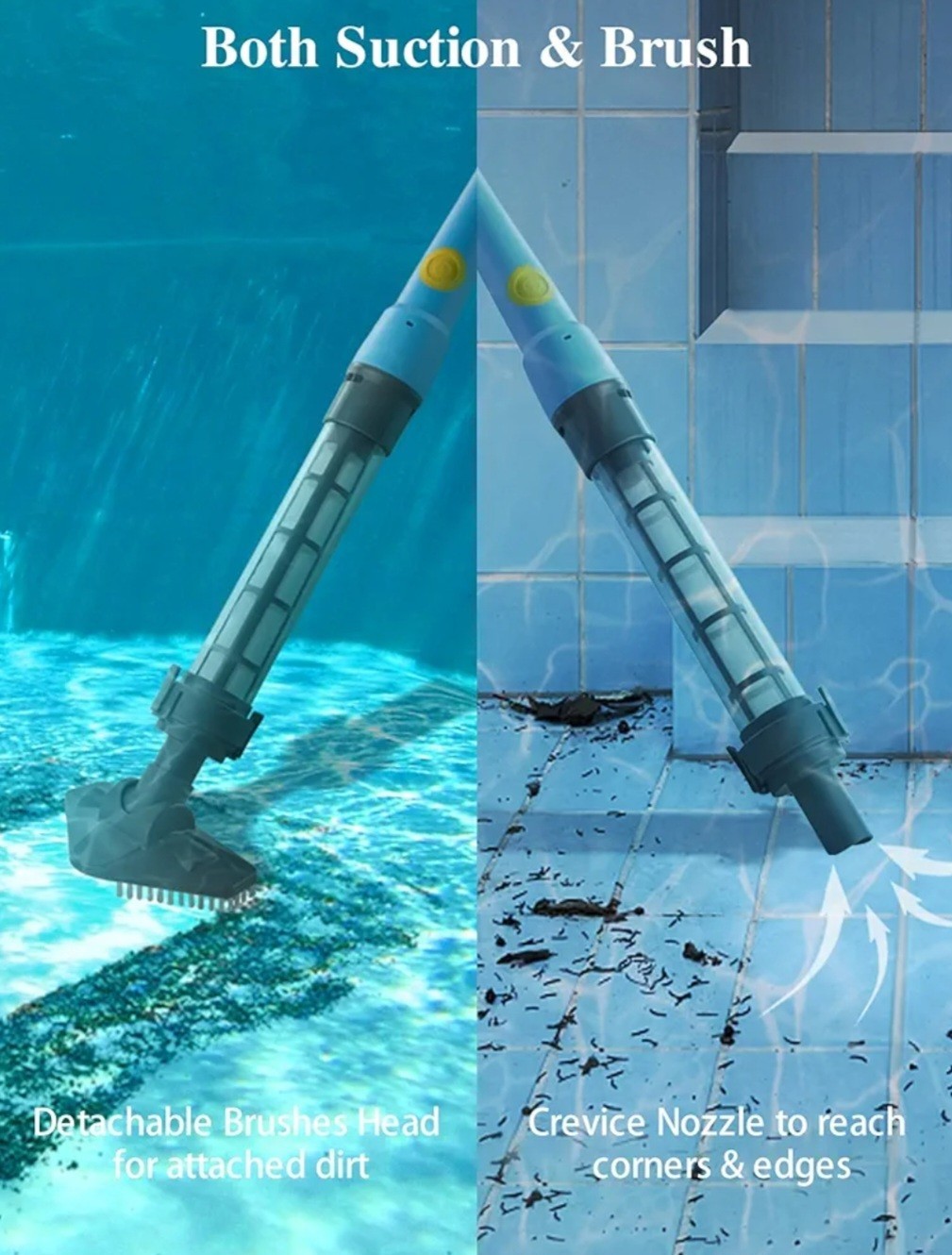 Efurden Rechargeable Pool Stick Vacuum Cleaner For Pools Spas Hot Tubs
