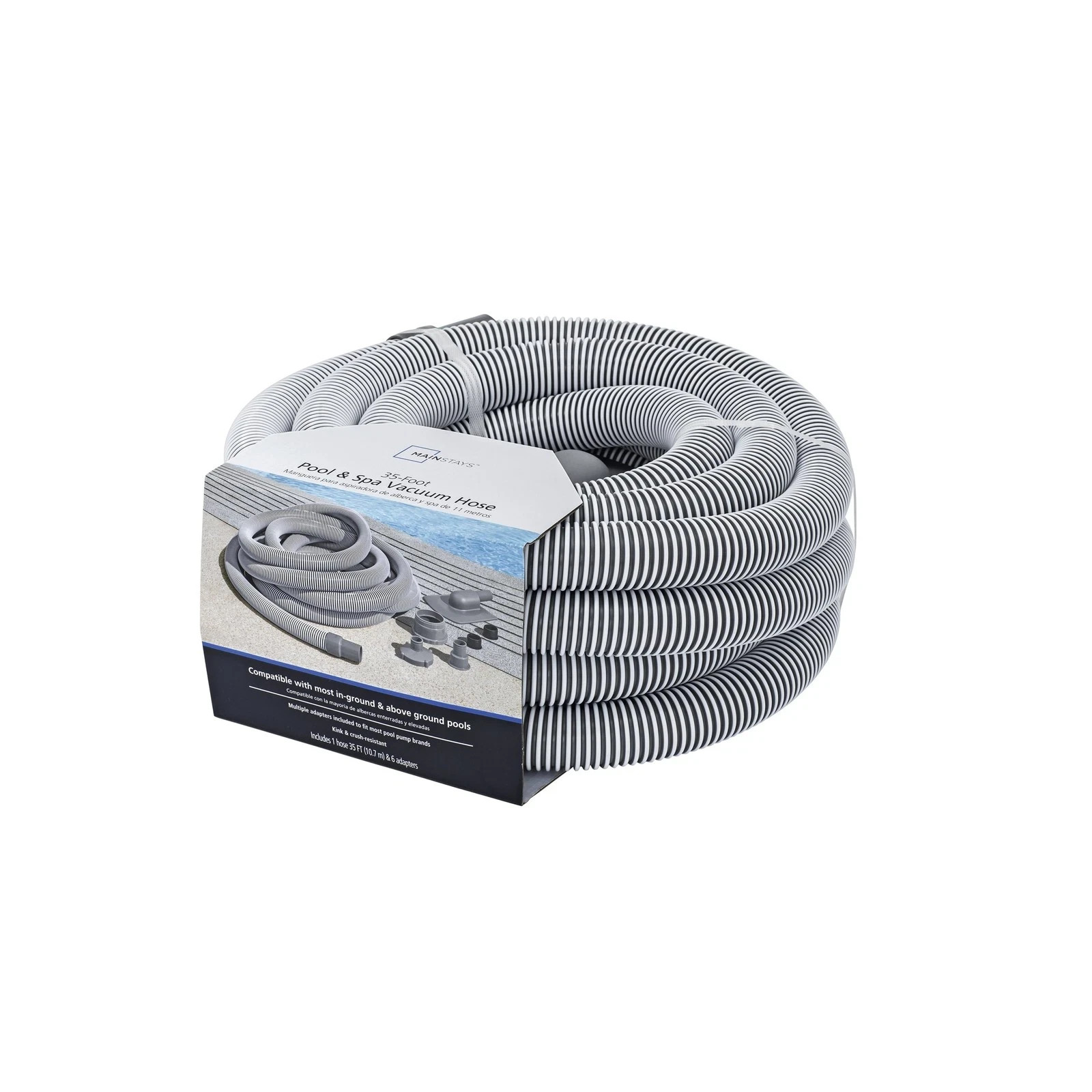 Mainstays 35 ft. x 1.5&Prime; Diameter Pool Cleaning Hose with Adaptors