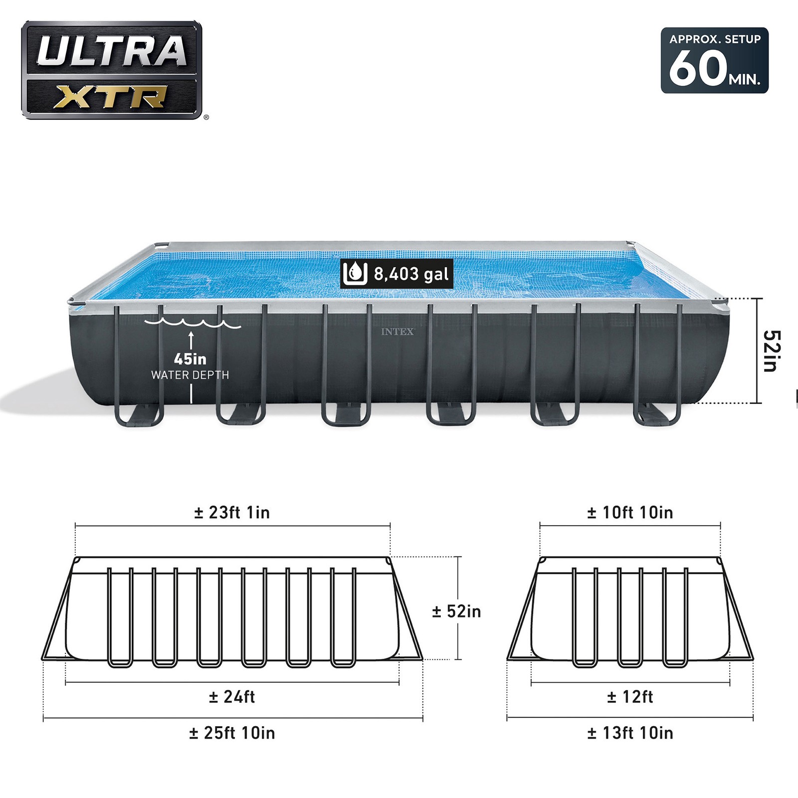 Intex ZX100 Auto Pressure Side Pool Cleaner with Ultra XTR Frame Swimming Pool