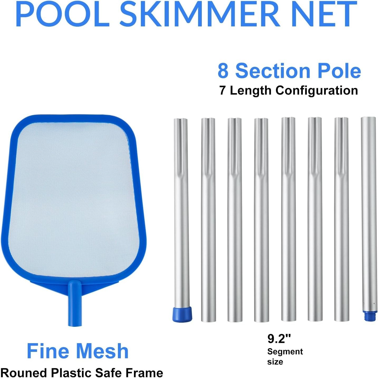 Corrosion-Resistant Pool Skimmer Net with Telescopic Pole, Easy and Efficient
