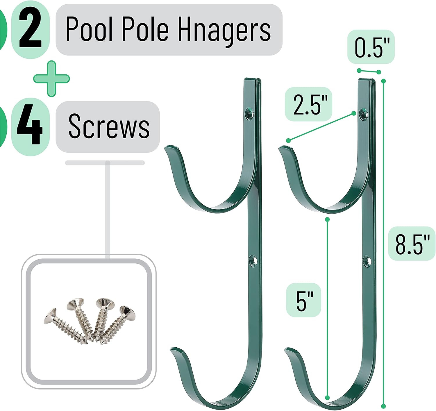Pool Pole Hanger – 2 Pack, Pool Equipment Hooks for Poles and Hose, Accessories