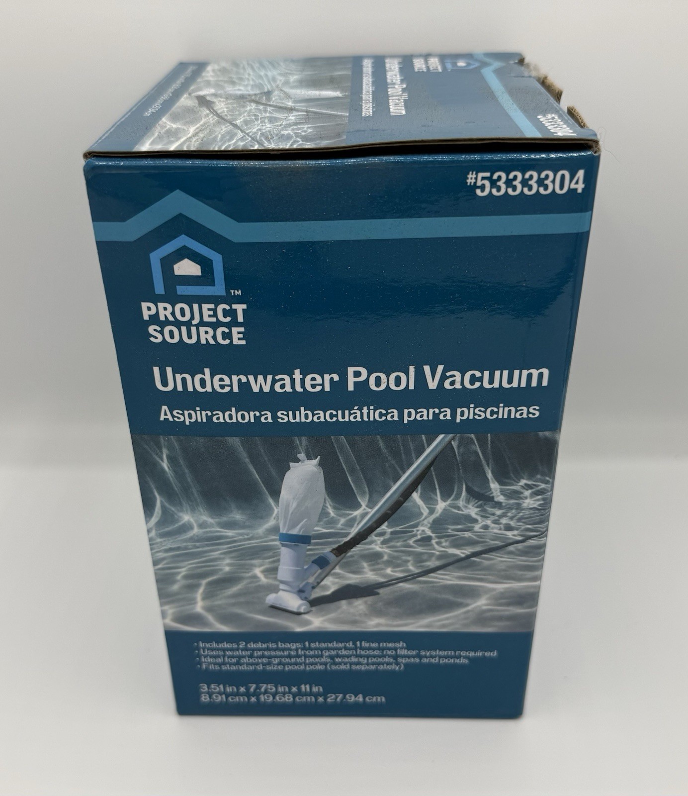 Project Source Underwater Pool Vacuum 5333304, 2 Debris Bags, For Pools & Spas