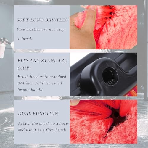 10-inch Soft Bristle Car Wash Brush Head – Auto, RV, Boat, Truck Exterior Red