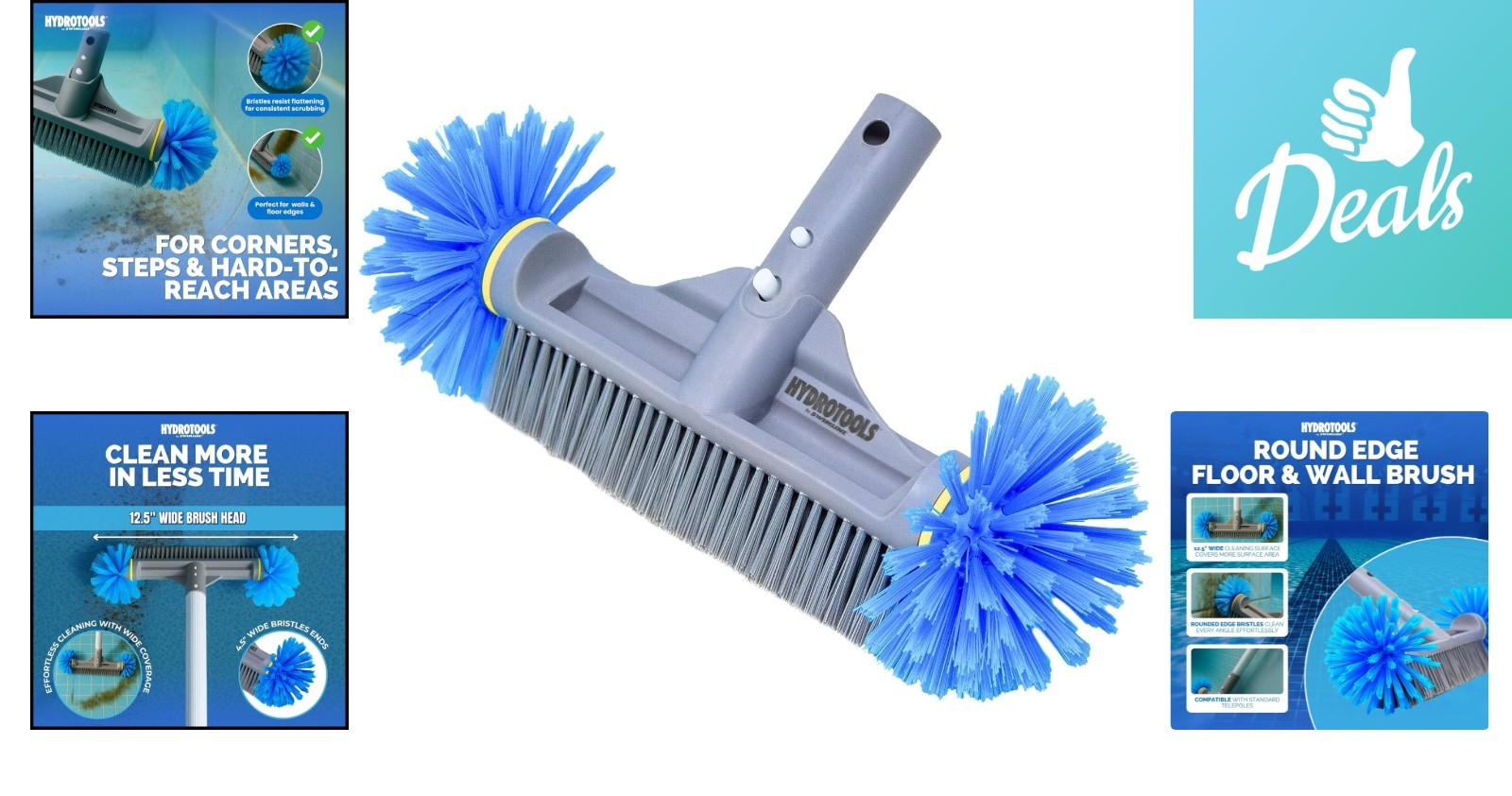 Easy-Clean Hydrotools Pool Brush Head – 12.5-Inch for Inground & Above Ground