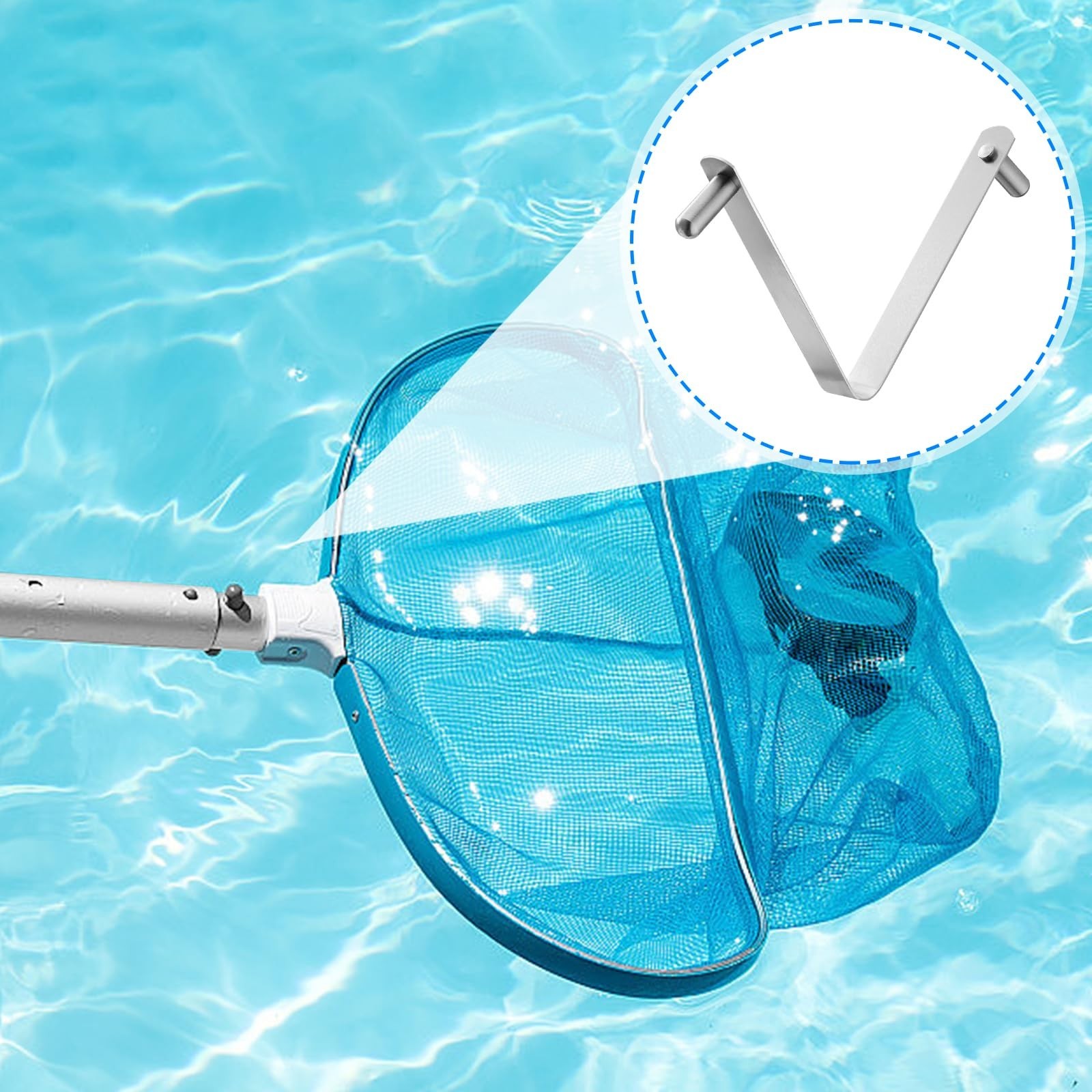 20 Pack Stainless Steel Pool Pole Clips V-Clips for Skimmer Brush & Vacuum Handl