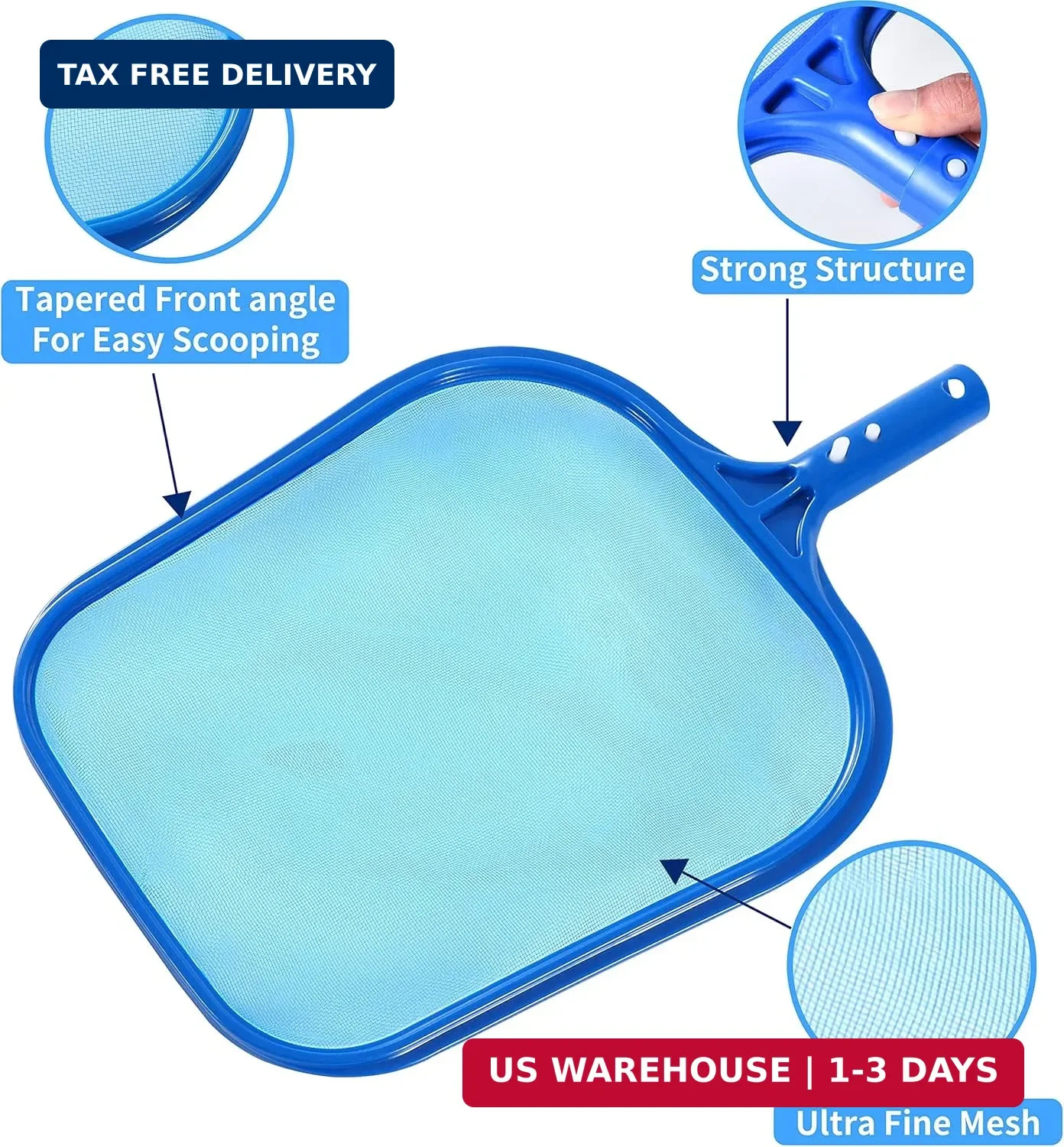 Tavaleu Pool Skimmer – Pool Skimmer Net with Reinforced Frame, Professional Pool