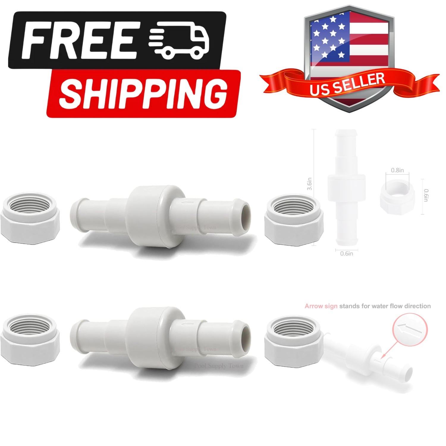 280, 380, 180 Pool Cleaner Hose Swivel D20 and Hose Nut D15 Combo Kit Replace…