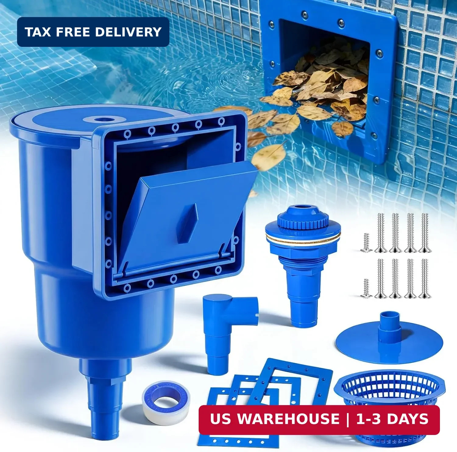 Above Ground Pool Skimmer, Heavy Duty Through-Wall Mount Pool Skimmer Kit with A