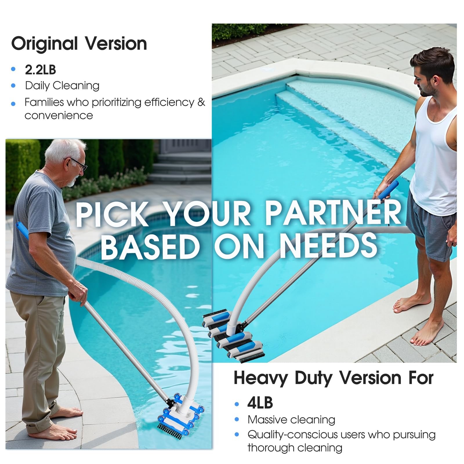 2026 Pool Vacuum Head with Swivel Handle – 16in Eazy-to-Use Daily Cleaning Va…