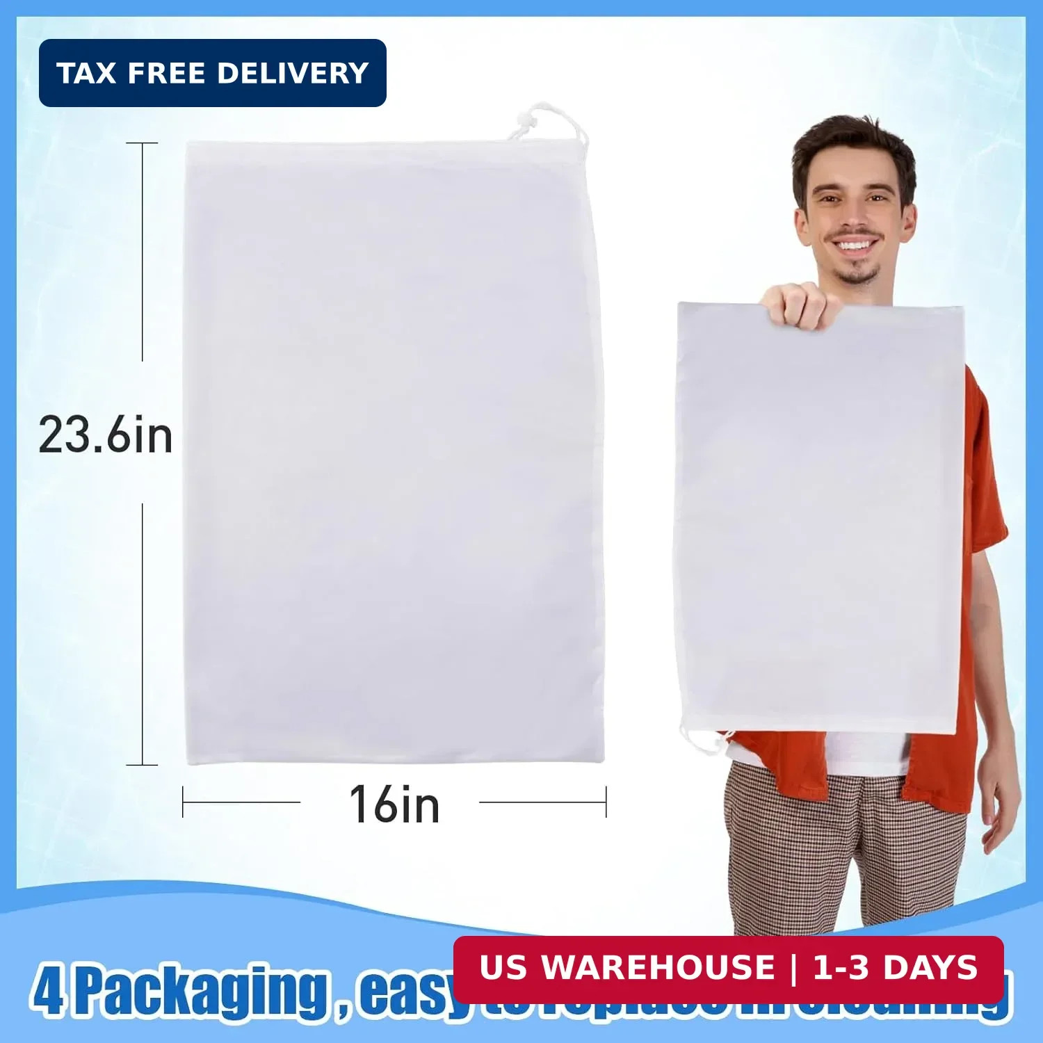 4 Pack High-Density Pool Leaf Vacuum Bags 16&Prime;x24&Prime; Fine Mesh Pull Lock Filter M