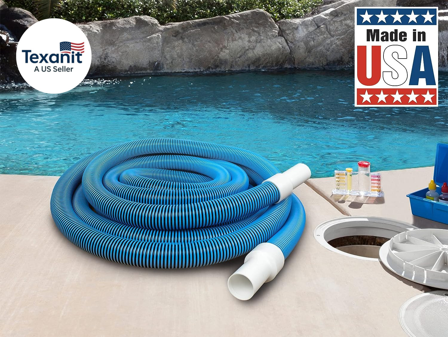 Manual Pool Vacuum Hose, 30 Ft X 1-1/2” for Inground & above Ground Pools, Not f
