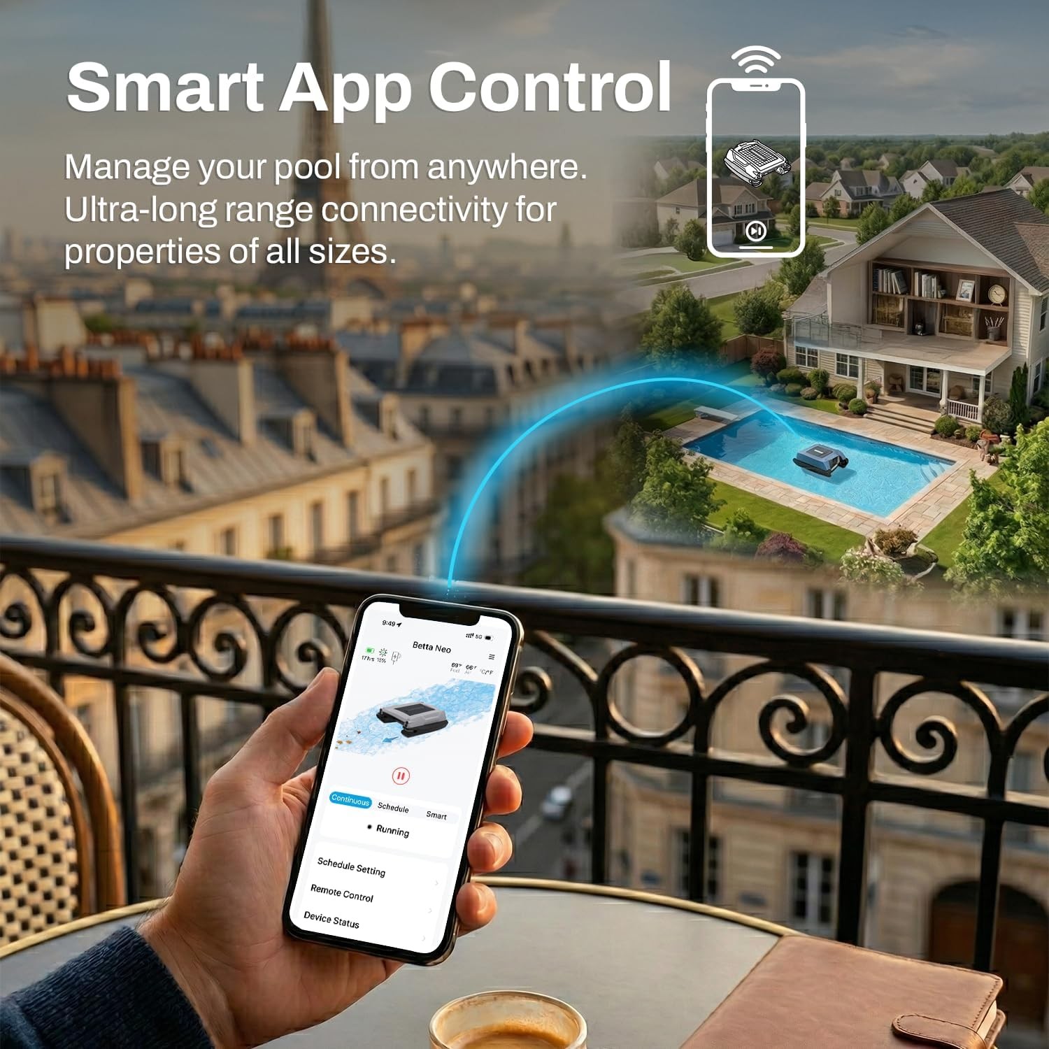 Betta Neo Solar Robotic Pool Skimmer App Control Weather Adaptive