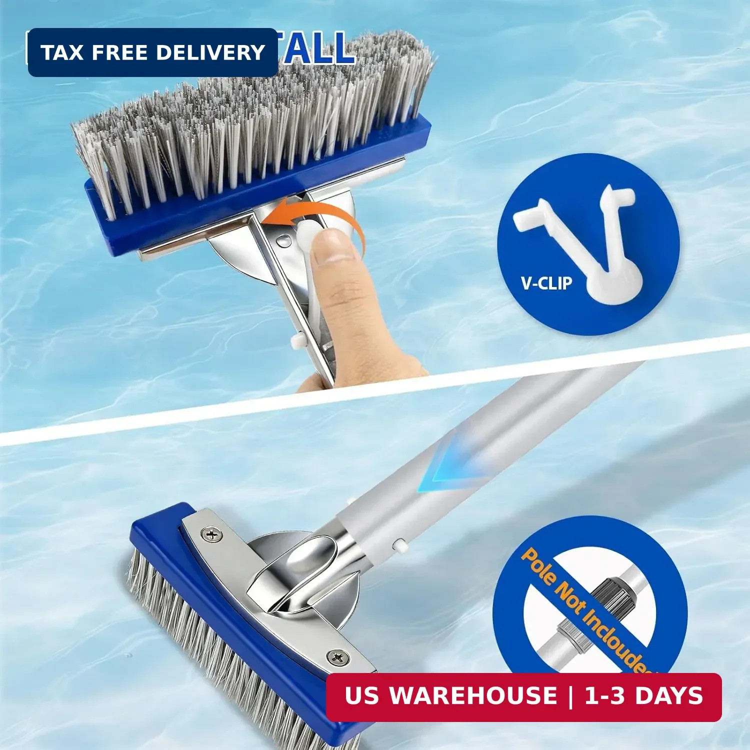 5-Inch Pool Brush Head – Combo Nylon & Stainless Steel Wire Bristles, Heavy Duty