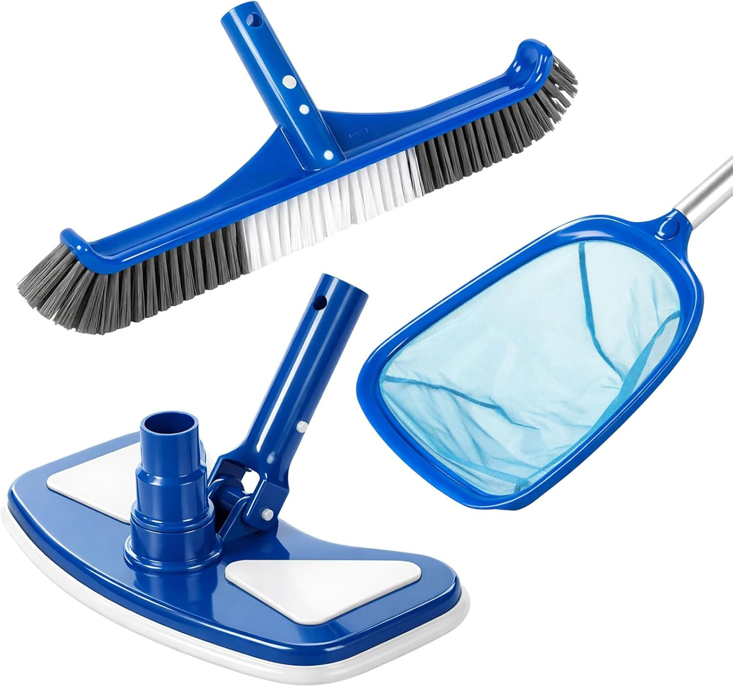 3 Pcs Pool Cleaning Kit Manual Vacuum Head Brush Skimmer Net