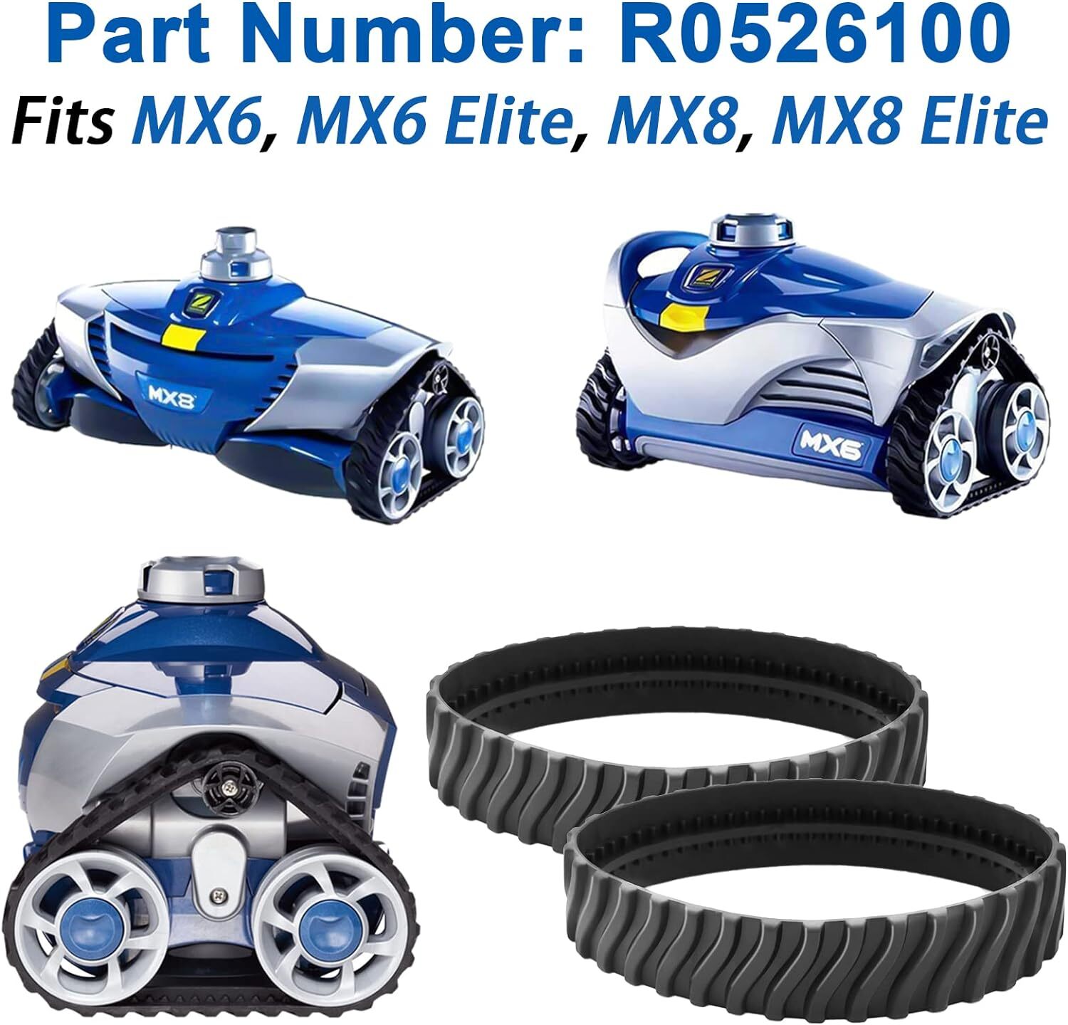 4Pcs for Zodiac Baracuda R0526100 MX8 Swimming Pool Cleaner Tire Track Wheel