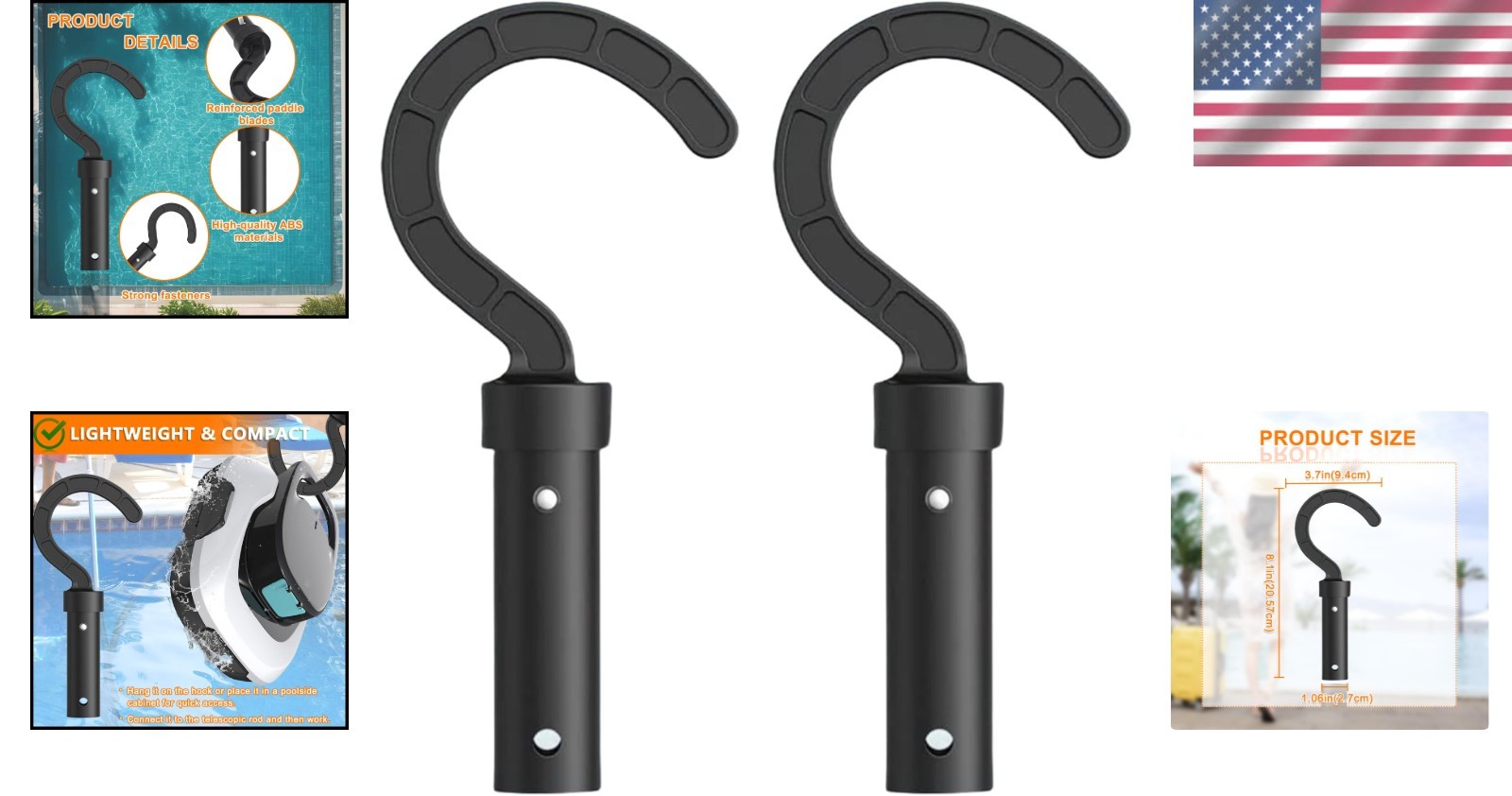 Ergonomic Telescopic Pole Hook for Robotic Pool Cleaners – Easy Adjustment