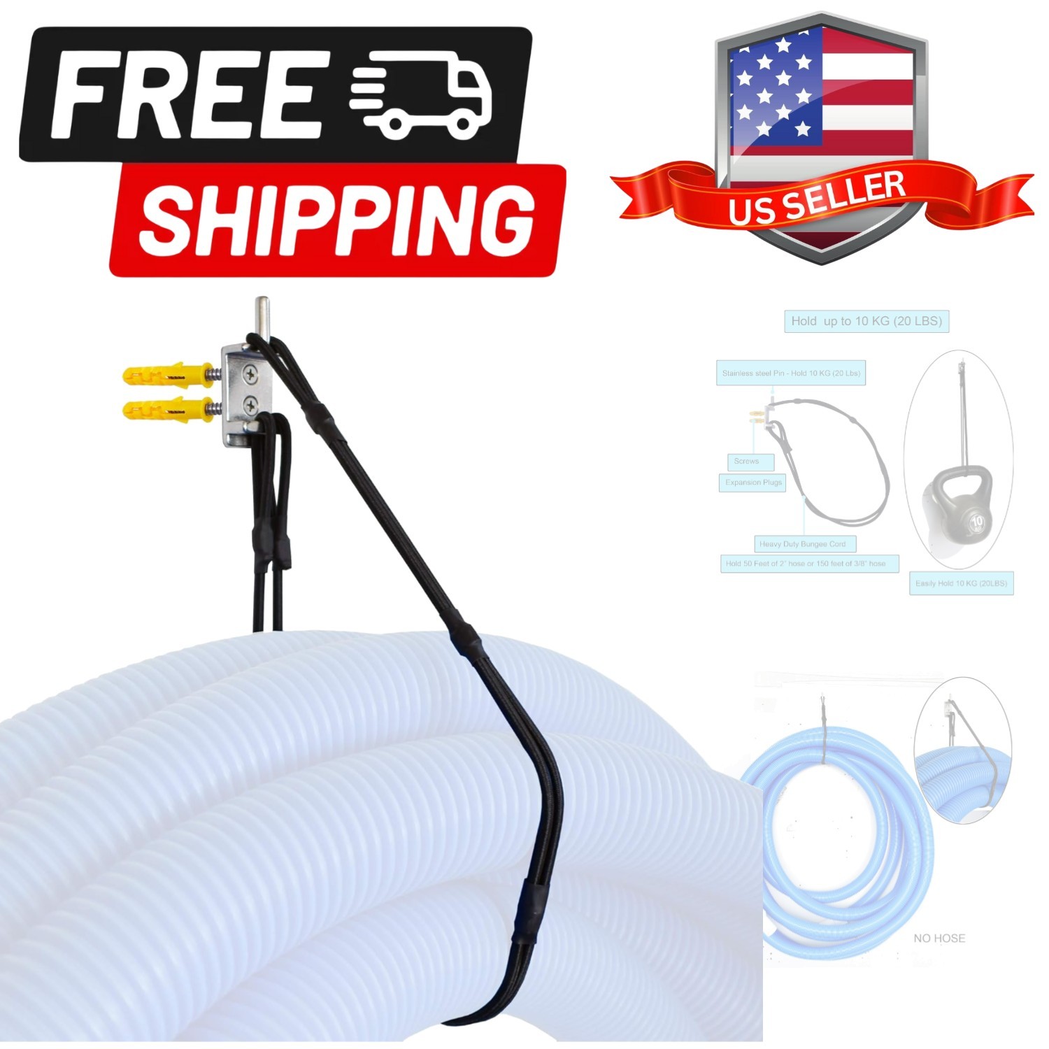 Swimming Pool Vacuum Hose Hanger -Rust Resistant, Pool hose Hanger Hook – Up …