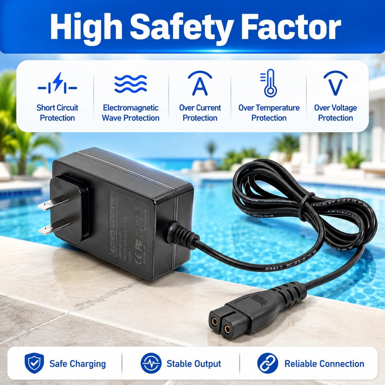 12.6V 1A Charger with Aiper Seagull SE, Seagull 600 800 800B 1000 1500 P1111 …