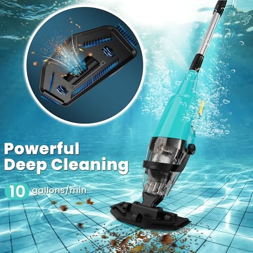 Pool Vacuum for Above Ground Pool, Cordless Handheld Rechargeable Pool