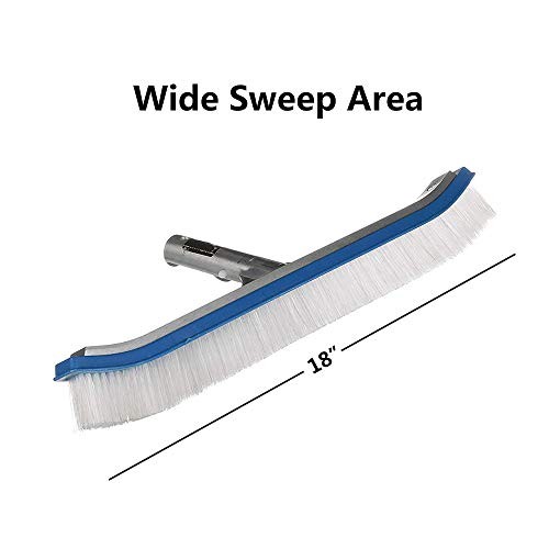 Swimming Pool Wall & Tile Brush,18&Prime; Heavy Duty Vinyl Polished Aluminum White
