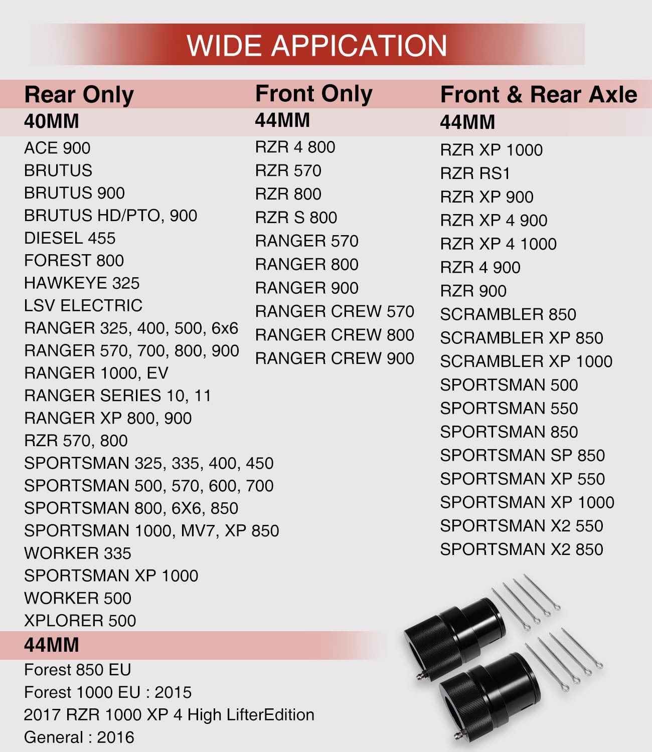 Wheel Bearing Greaser Tool Front Rear Greasing Kit 40mm 44mm ATV UTV Replaces