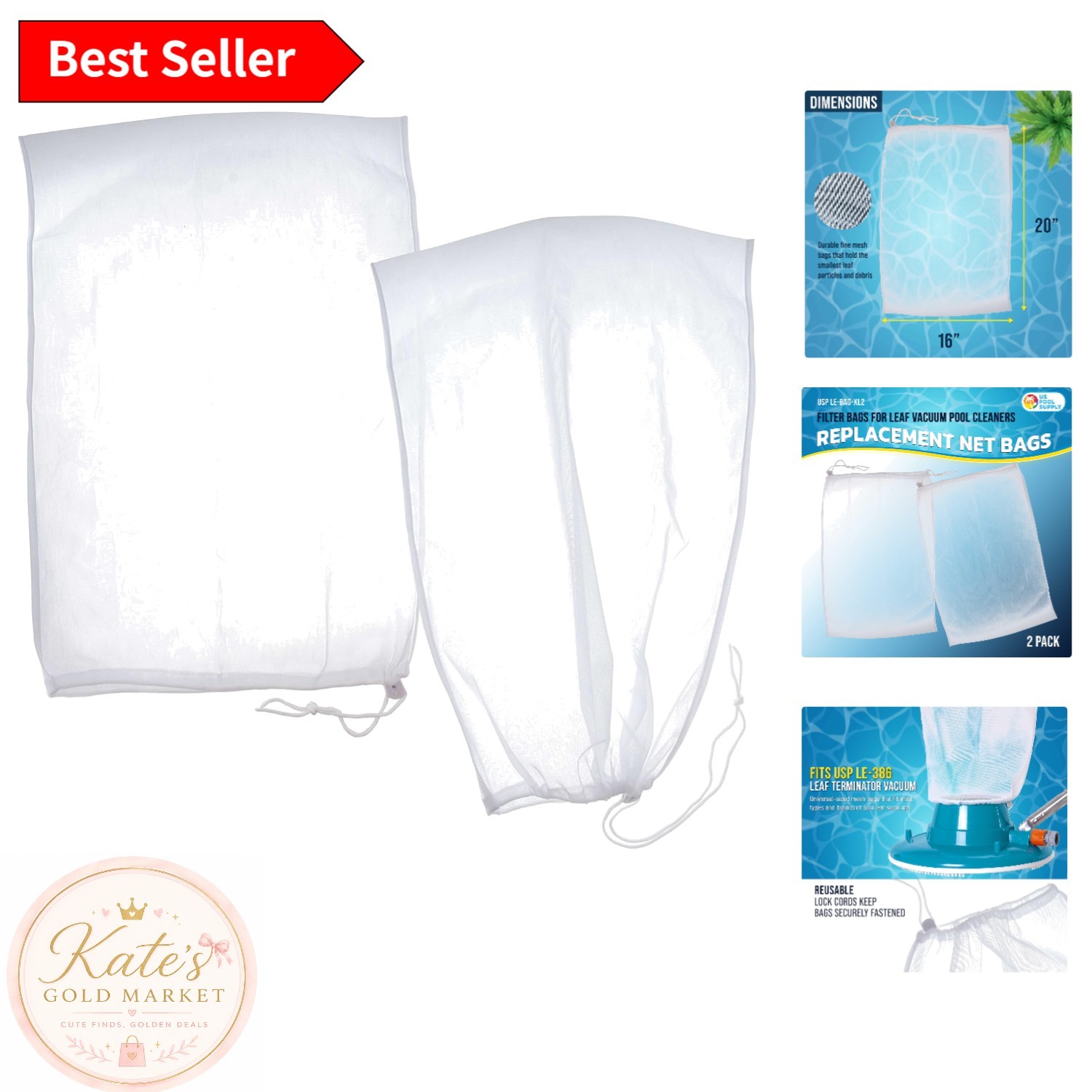 Universal Fine Mesh Leaf Vacuum Bags, 2 Pack – Perfect for 16&Prime; x 20&Prime; Models